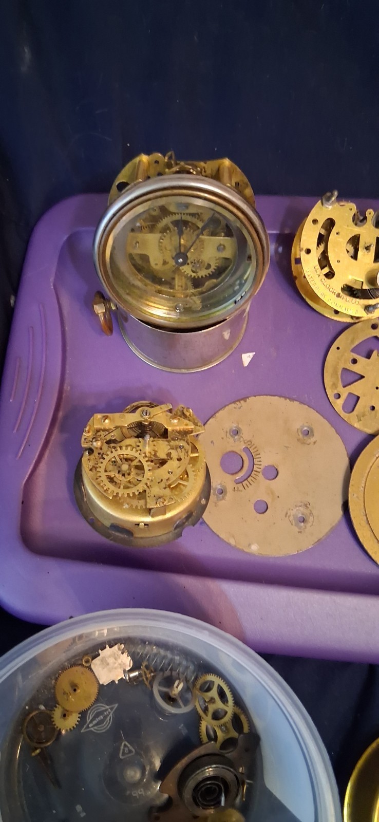 Big Lot Antique Vintage Various Mechanical Clock Parts For Parts Or Repair