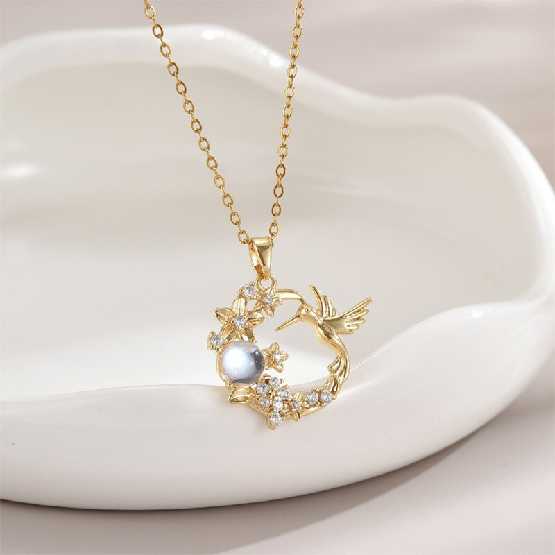 Women\'s Fashion Jewelry Romance Gold Hummingbird Pendant Necklace Gift 1PC