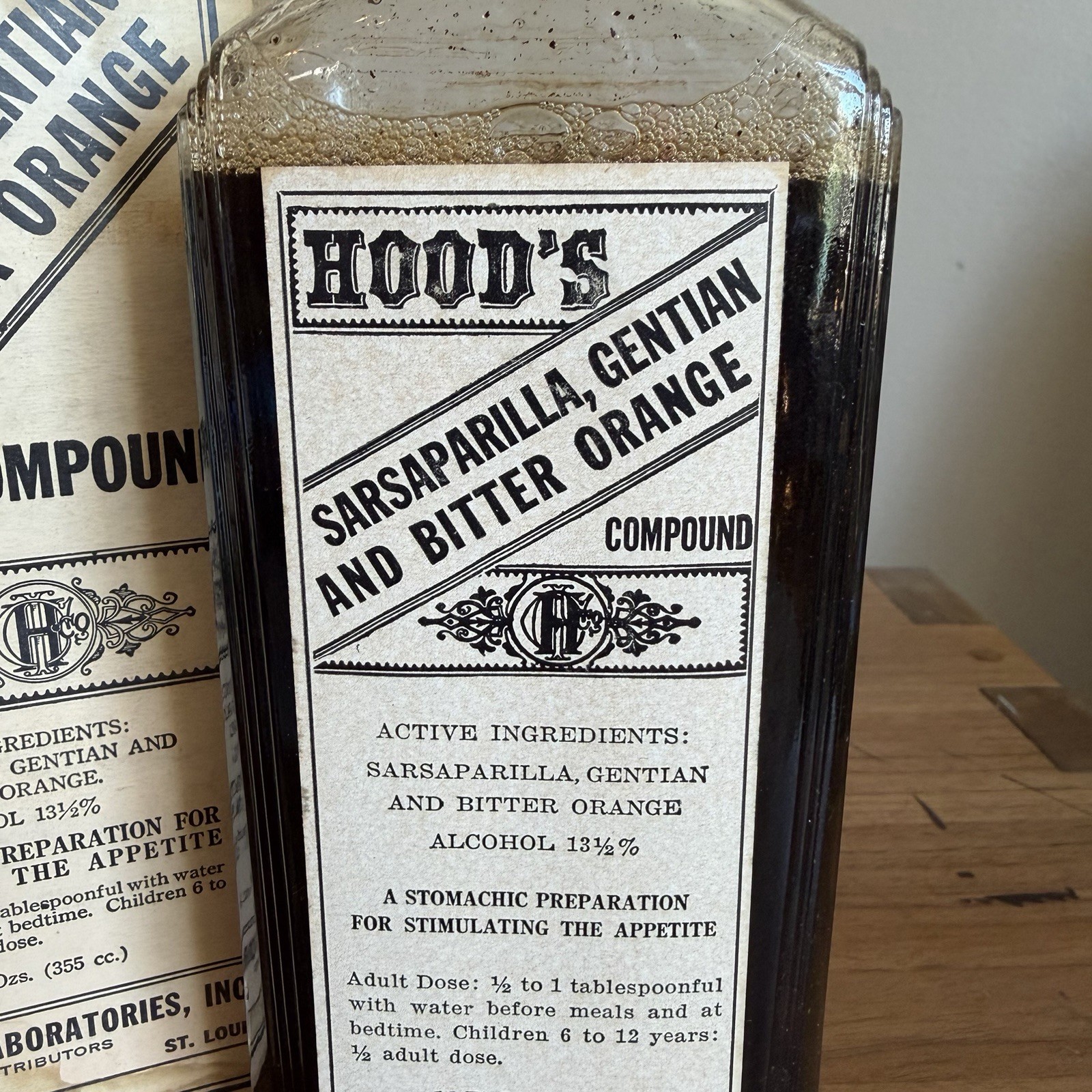 Vintage Hood\'s Sarsaparilla Pharmacy Apothecary Intact Label Box DISPLAY ONLY Vintage Hood\'s Sarsaparilla Pharmacy Apothecary Intact Label Box DISPLAY ONLY