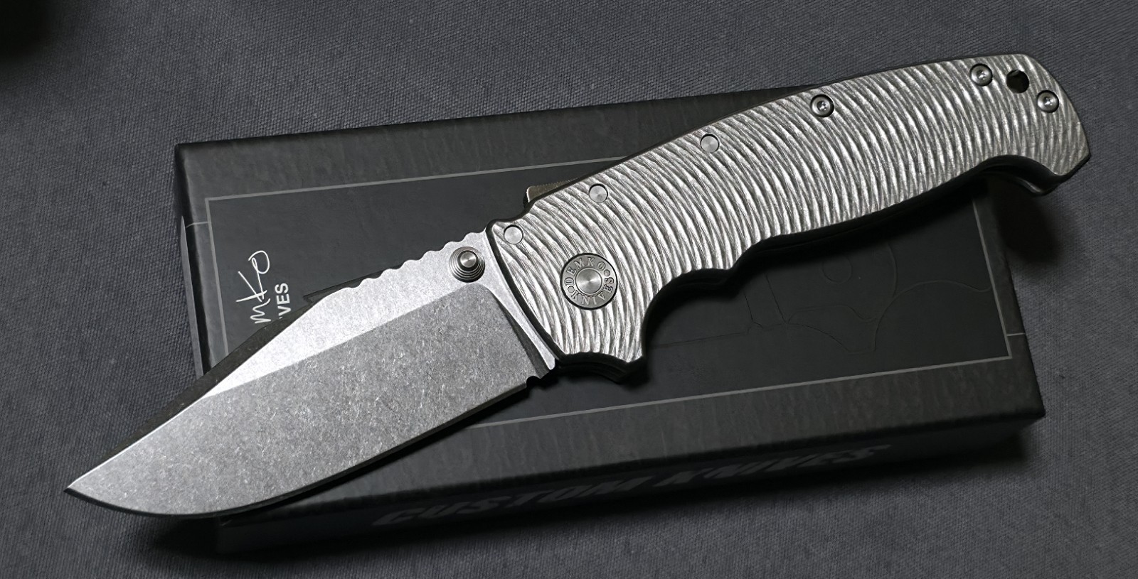 NEW Demko Knives AD20 XXX - CPM-3V Clip Point - Textured Titanium - Shark-Lock