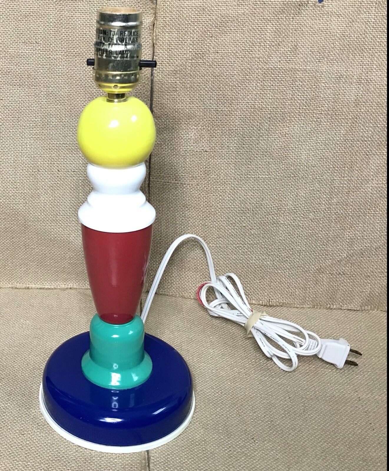 Vintage Yellow White Red Green Blue Funky Table Lamp Fun Novelty MCM WORKS READ