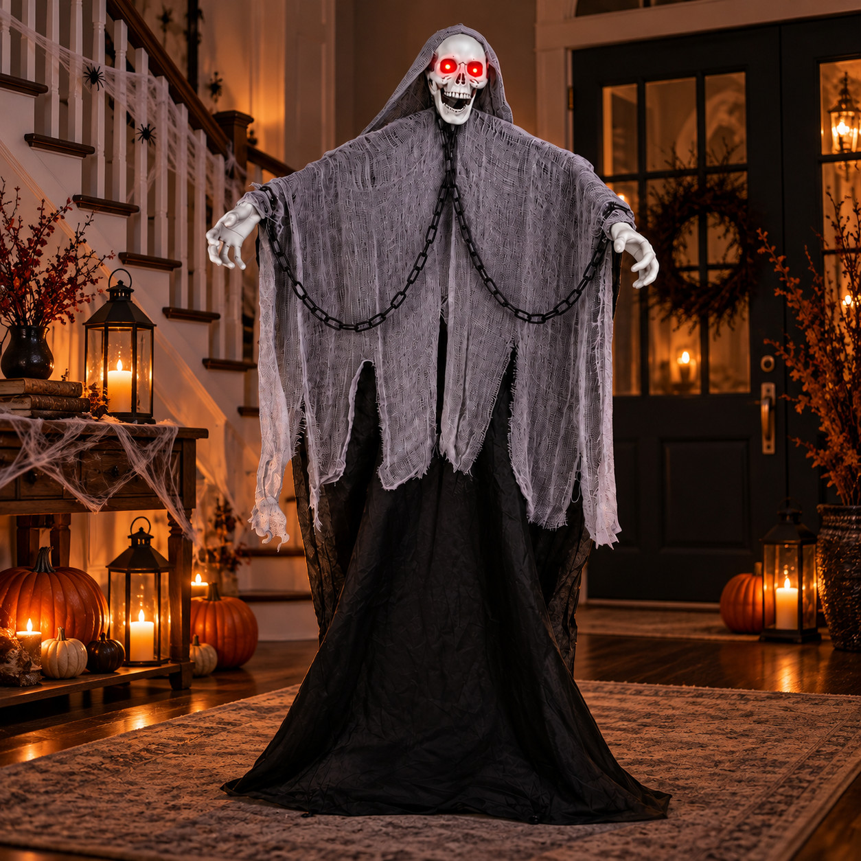 6 Ft Halloween Animatronic Grim Reaper Sound & Touch Activated Standing Reaper