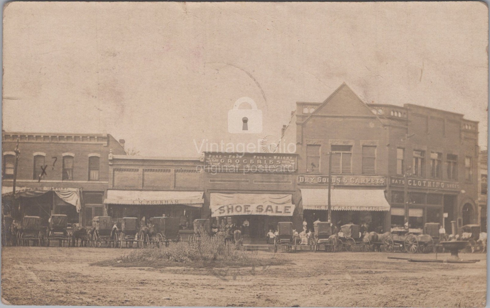 Store Fronts Erie PA Groceries Dry Goods Shoe Sale to FL RPPC 1900s Postcard
