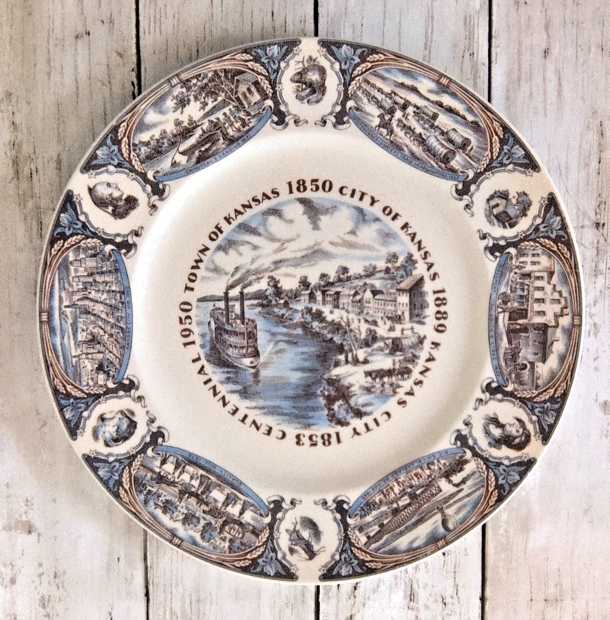 Vintage 1950 Kansas City Centennial Collector Plate Westport Pottery Large 11\
