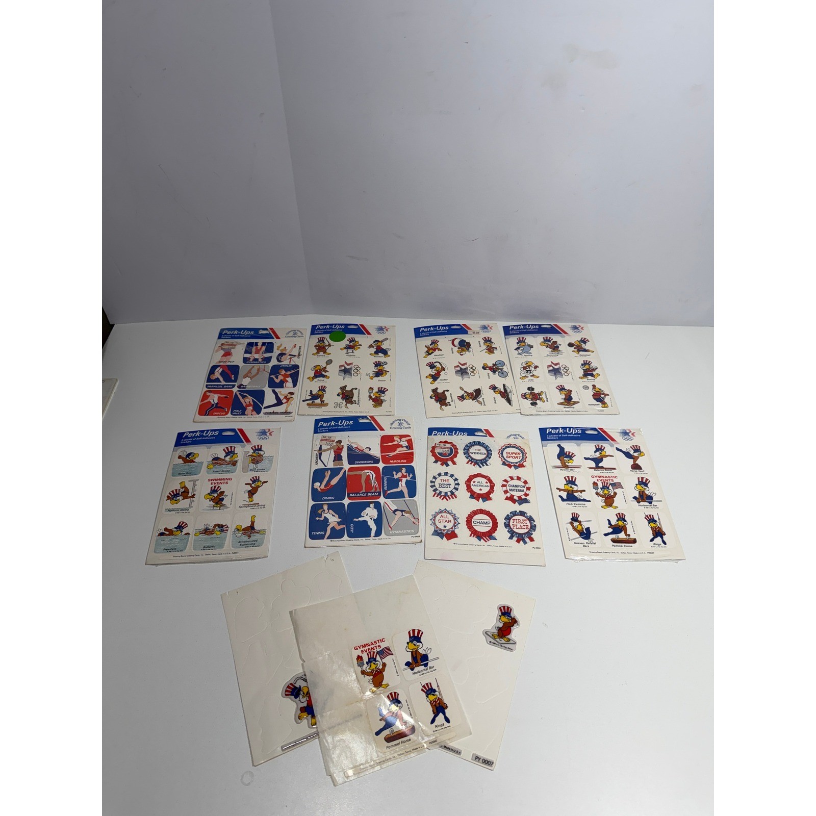 Vintage 1984 LA Olympics Sam the Eagle Sticker Sheets Perk-Ups Drawing Board Lot