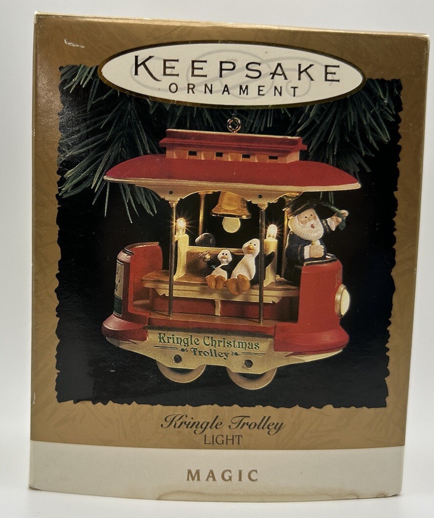 1994 Hallmark Keepsake Kringle Trolley Snow Express Gold Magic Light QLX7413 VTG 1994 Hallmark Keepsake Kringle Trolley Snow Express Gold Magic Light QLX7413 VTG
