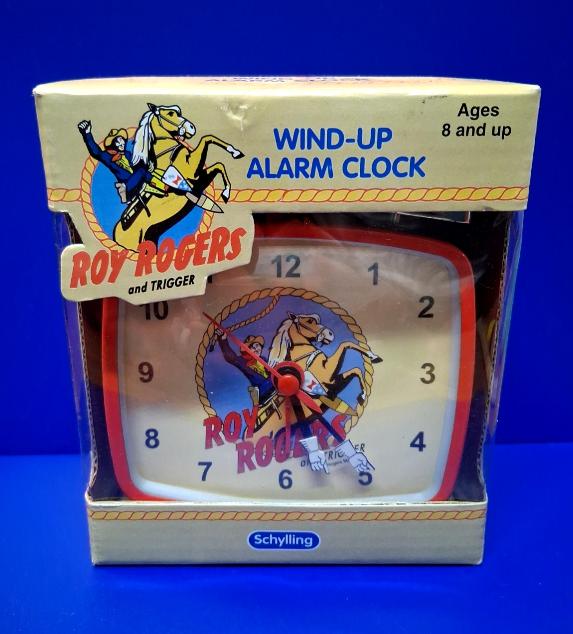 Vintage Schylling Roy Rogers Wind-Up Alarm Clock ~ New Unopened Original Box