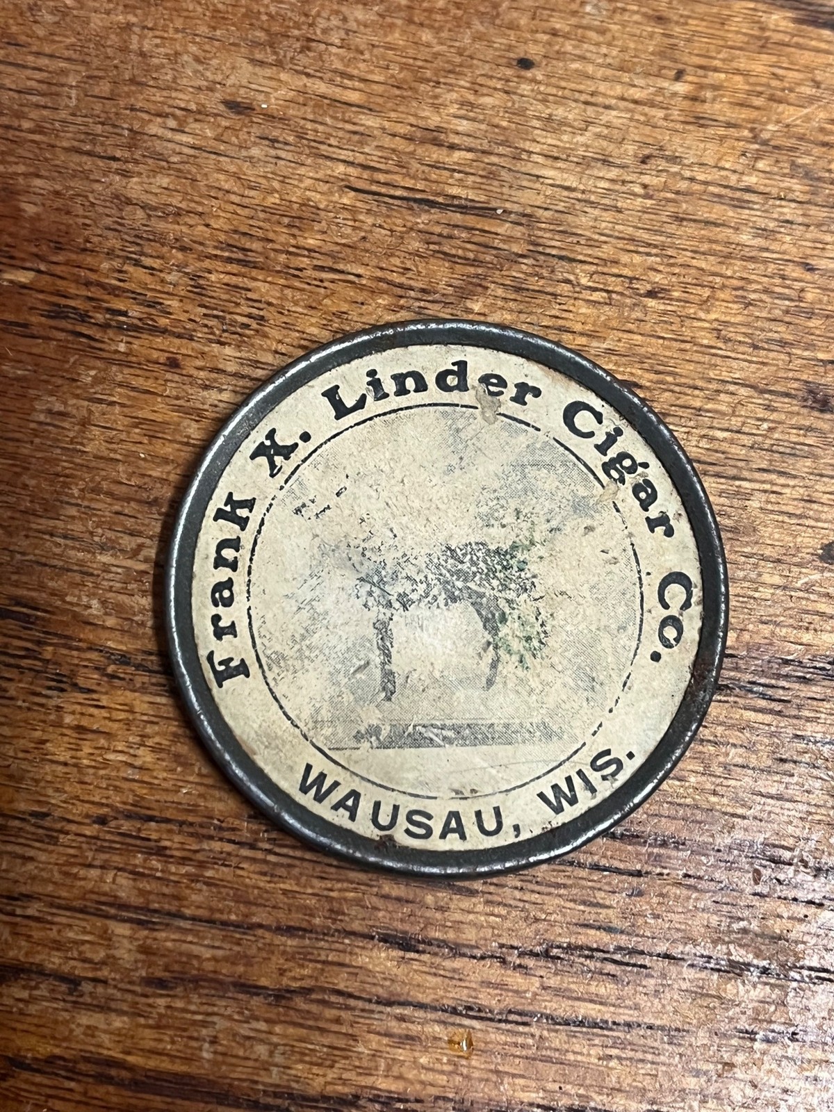 RARE Vintage 1910s Frank X. Linder Cigar Co Wausau Wis Pocket Mirror Advertising