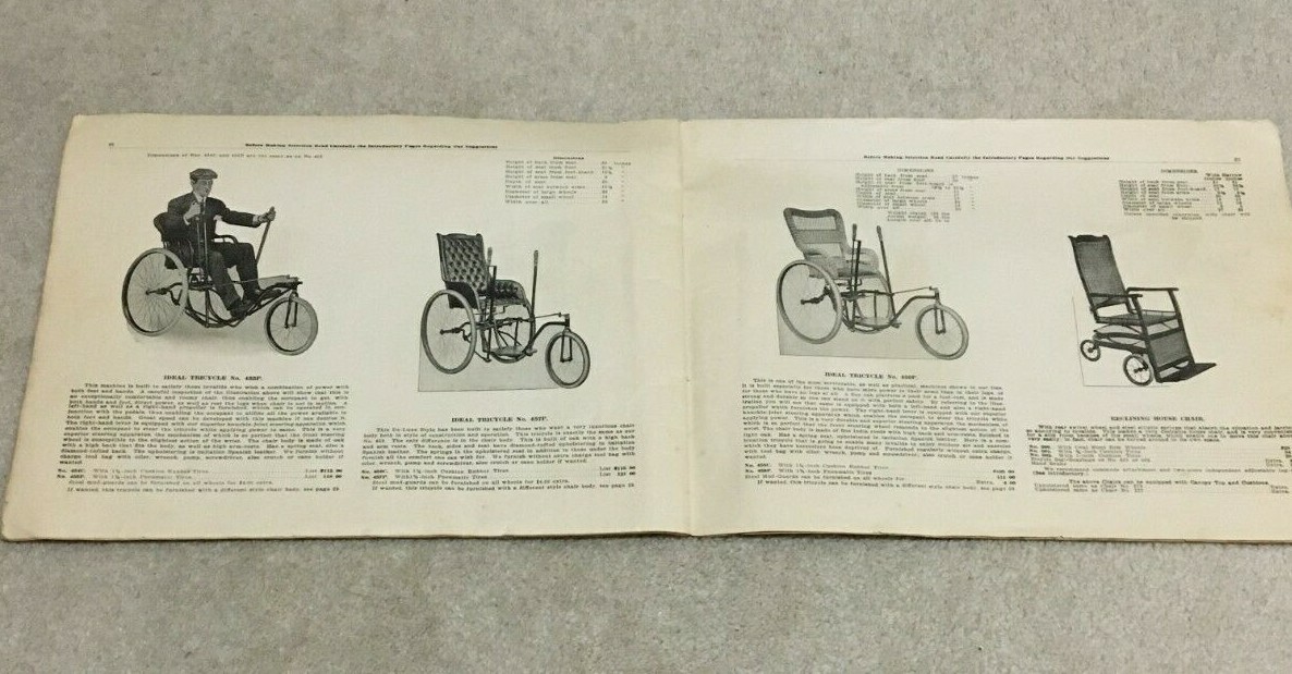 Vntg c1890's Brochure Invalid Chairs, Rolling Wheelchairs, Tricycle, Toledo OH Vntg c1890's Brochure Invalid Chairs, Rolling Wheelchairs, Tricycle, Toledo OH
