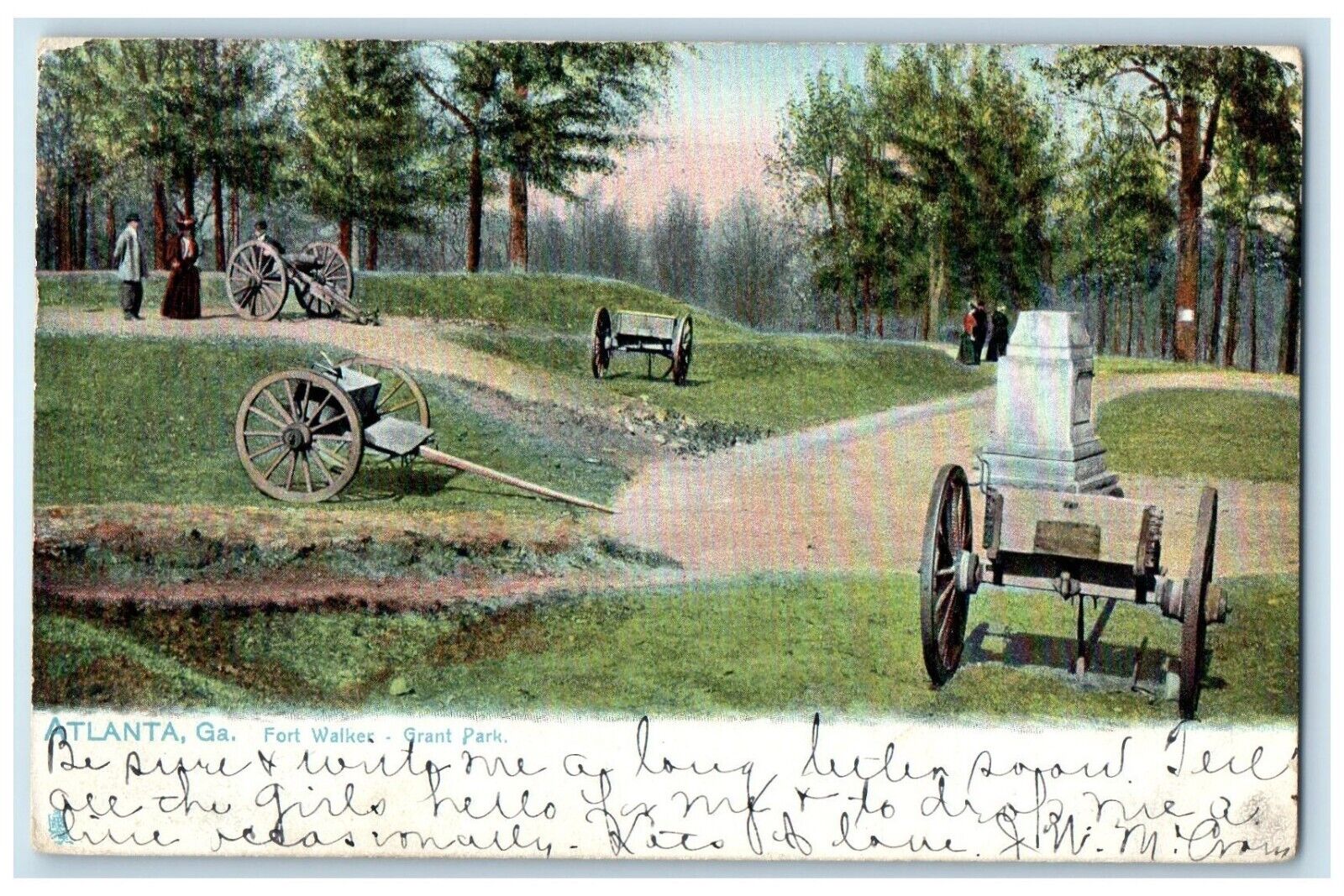 1908 Fort Walkers Grant Park Wagon Atlanta Georgia GA Tuck's Antique Postcard
