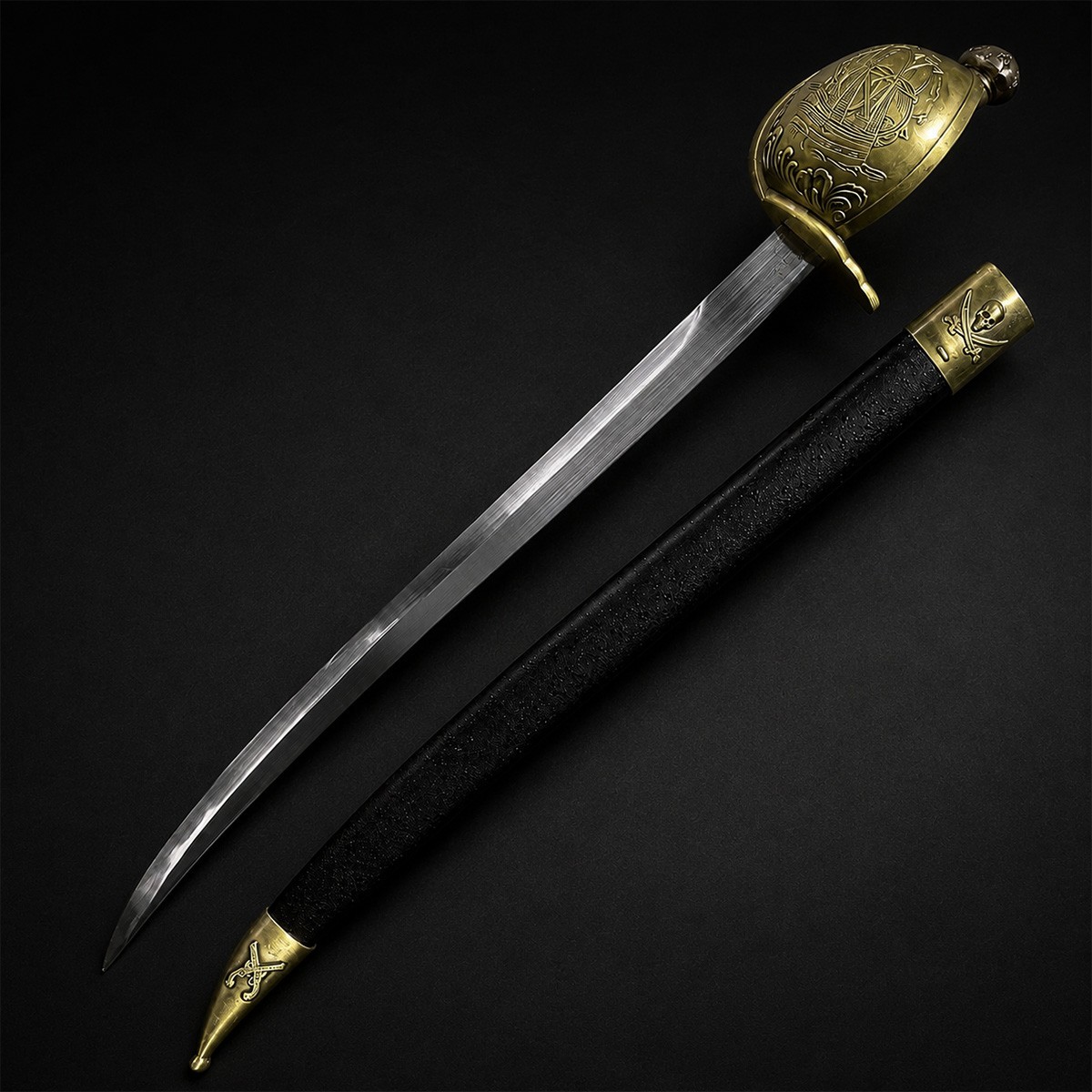 PS Caribbean Pirate Sword Pirate Cutlass Saber Sword. (Basket Guard Saber)