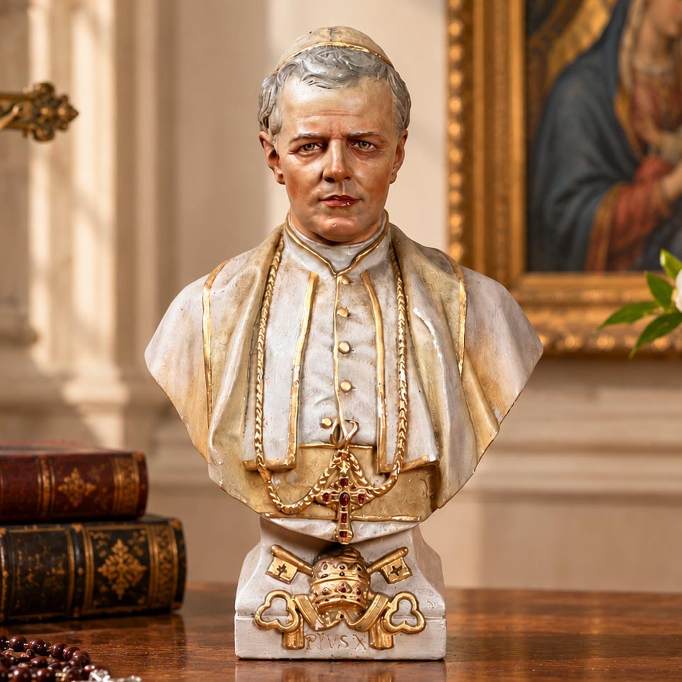 Nice Pope Pius X Bust Hand Painted Chalkware Antique Statue Catholic Religious Nice Pope Pius X Bust Hand Painted Chalkware Antique Statue Catholic Religious