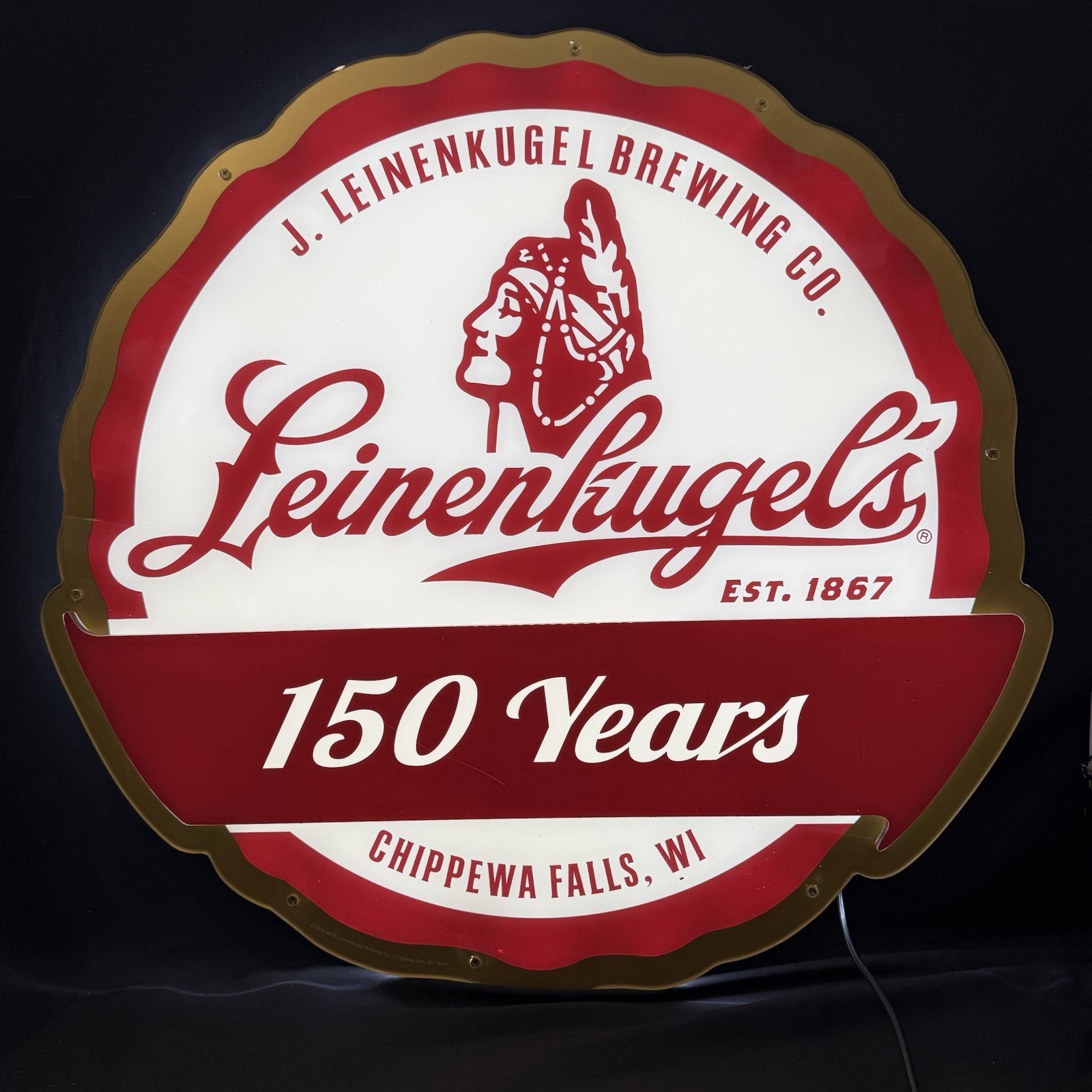 Leinenkugel's 150 Years LED Beer Sign Chippewa Falls WI Breweriana Bar Man cave Leinenkugel's 150 Years LED Beer Sign Chippewa Falls WI Breweriana Bar Man cave