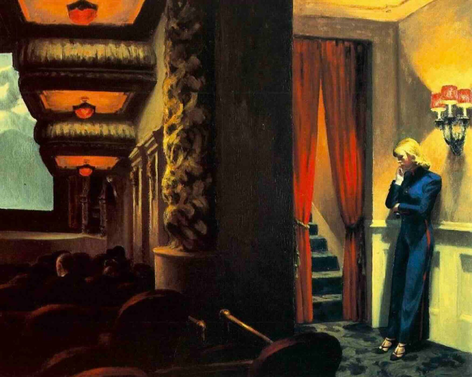 New York Movie 1939 by Edward Hopper  Premium Art Print