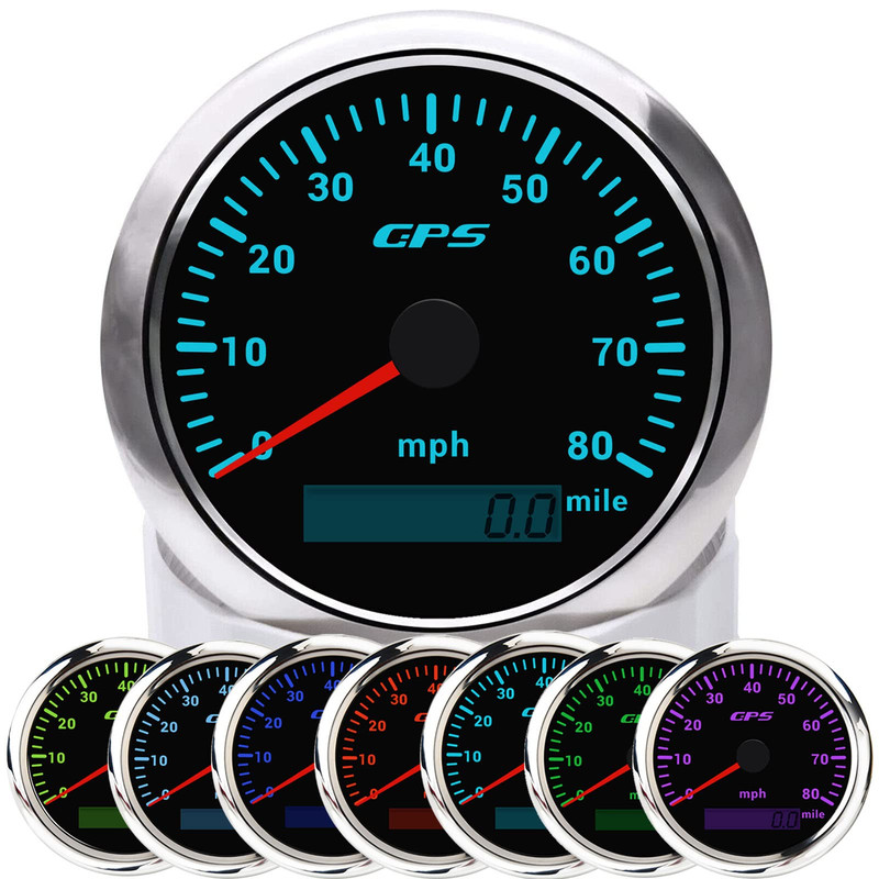 Kaolali Gps Speedometer 85Mm 3-3/8 Car Speedometer Gauge Gps Antenna 0-80 Mph