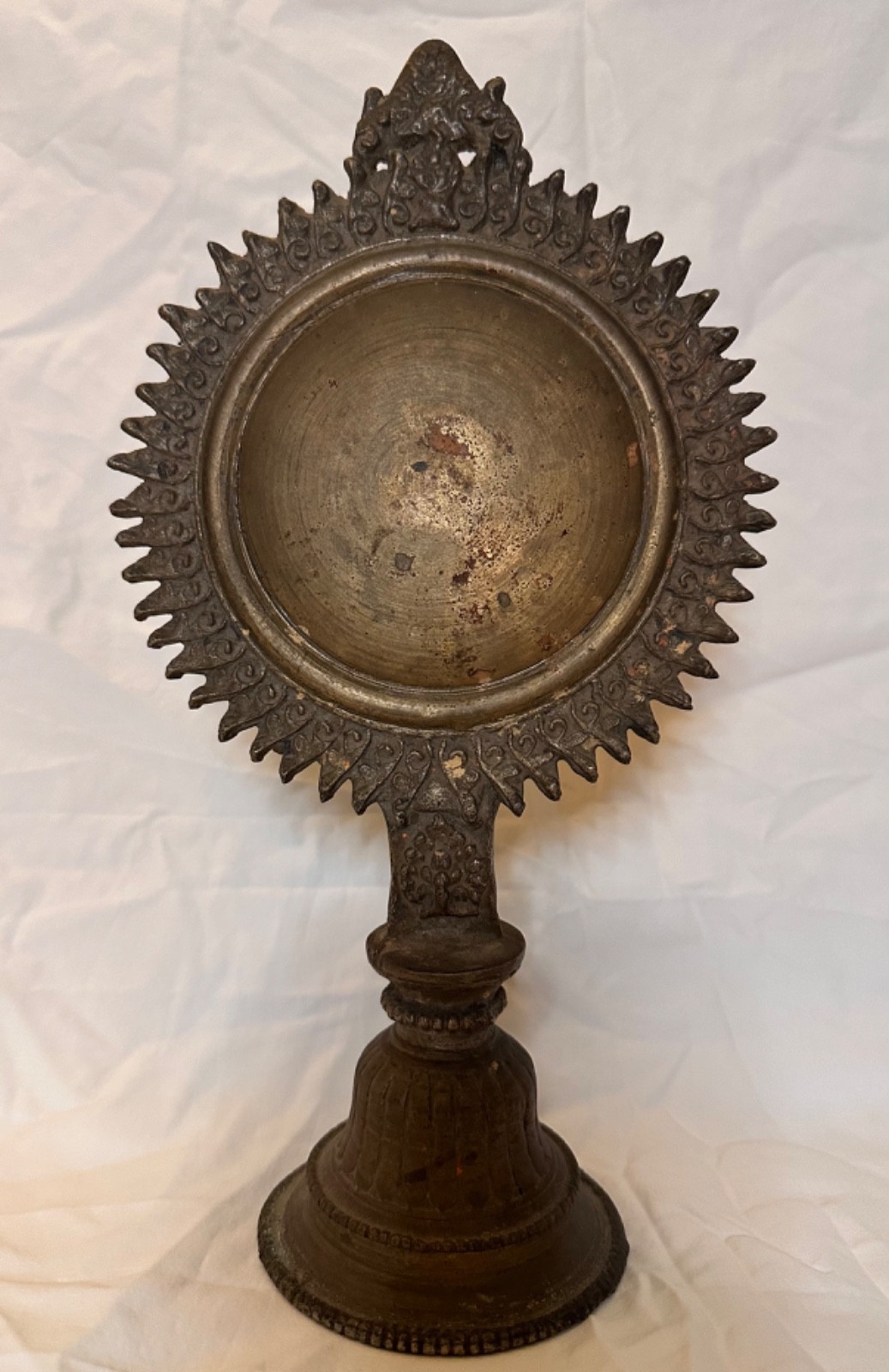 Authentic Antique Tibetan / Nepalese Buddhist solid Bronze Altar Mirror (Melong)