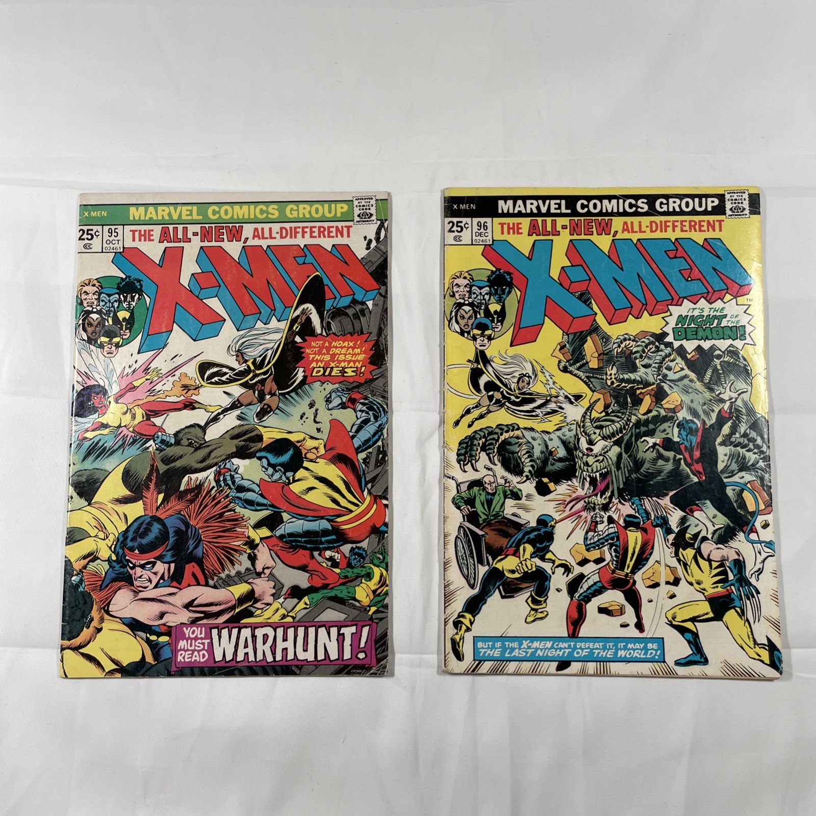 X-Men #95 3rd App New X-Men Death Of Thunderbird, #96 1st M Mactaggert 1975 VG