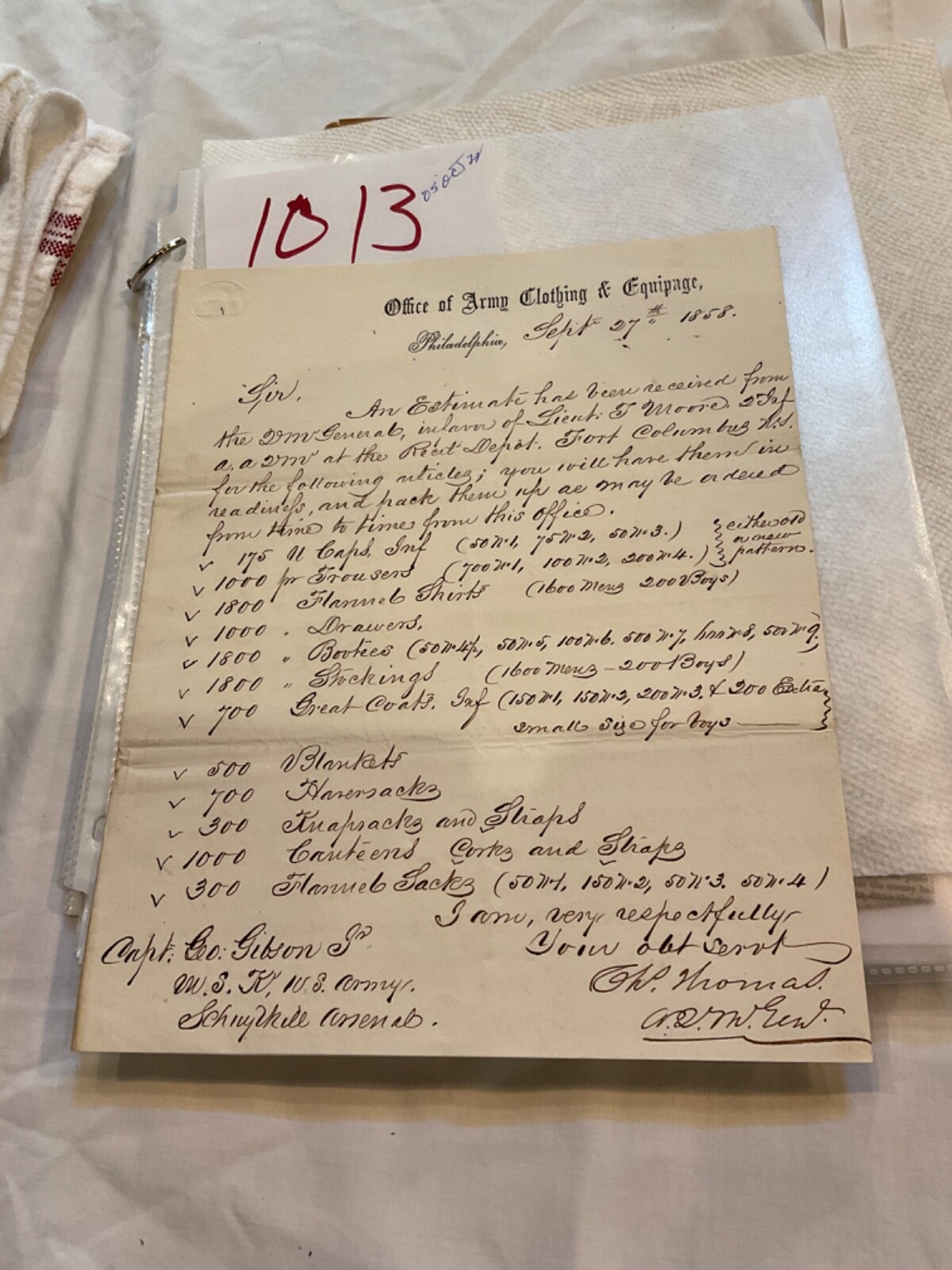 1013 US ARMY UNIFORMS 5TH DIVISION FT COLUMBUS NEW YORK SCHUYLKILL ARSENAL 1858