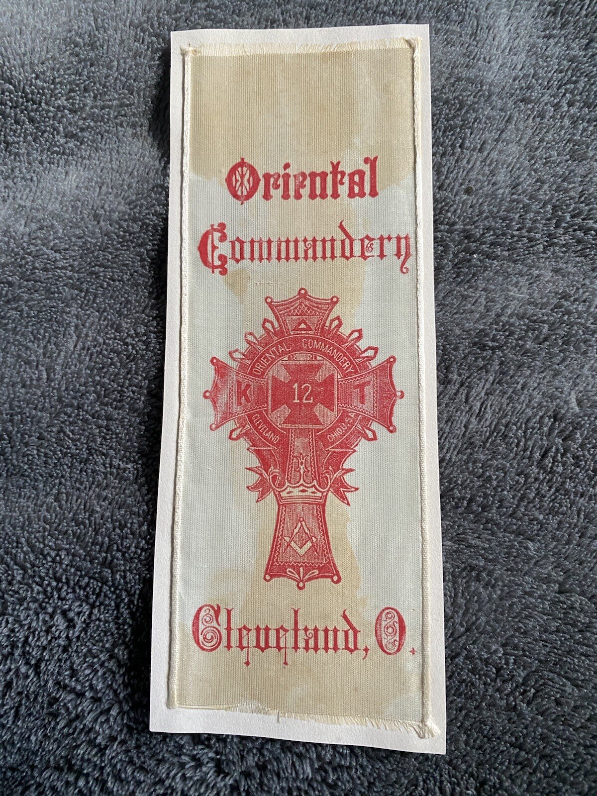 1870\'s Oriental Commandery 12 Cleveland Ohio Knights Templar Ribbon