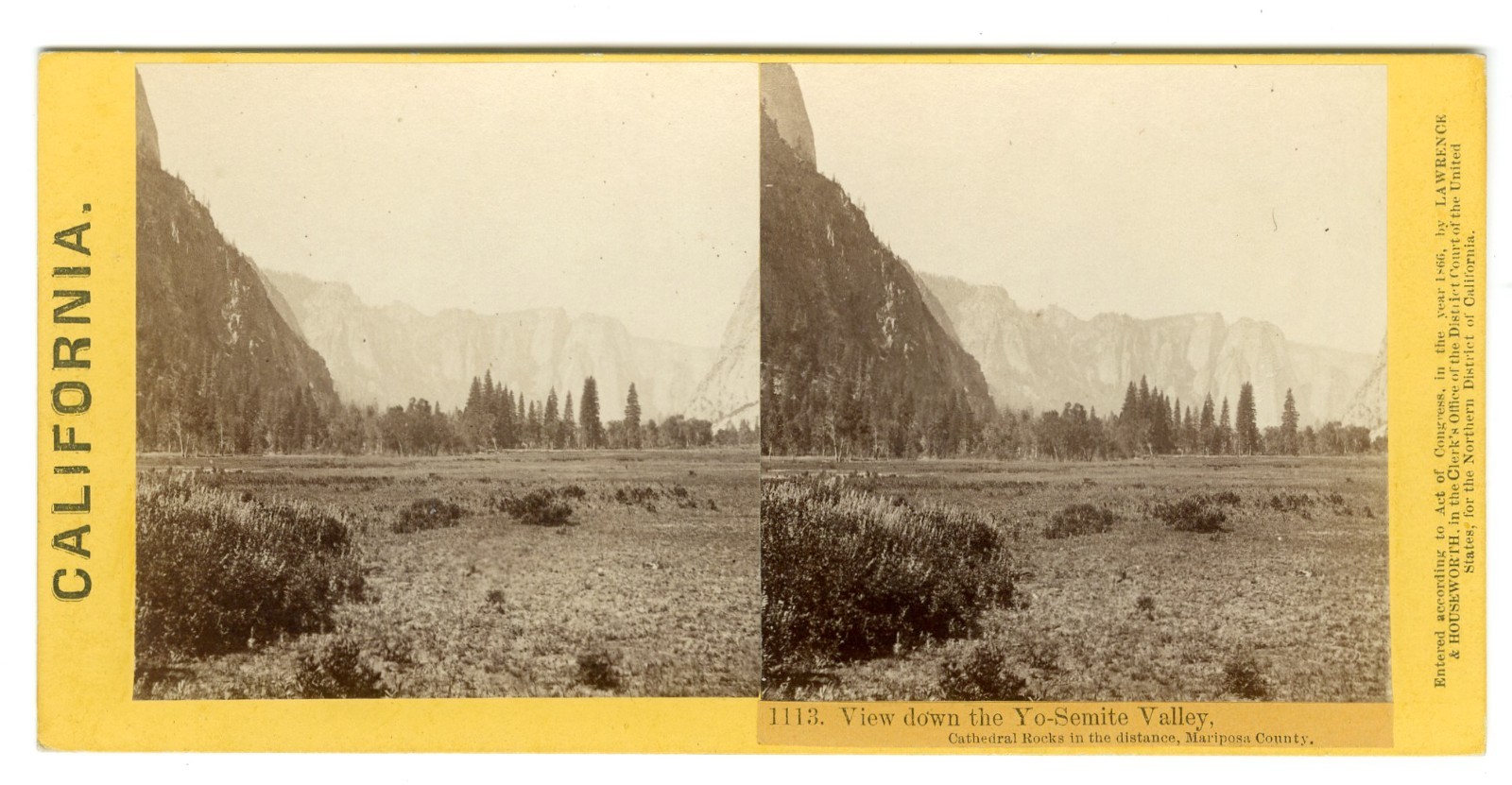 California - View Down the Yosemite Valley by Lawrence & Houseworth California - View Down the Yosemite Valley by Lawrence & Houseworth