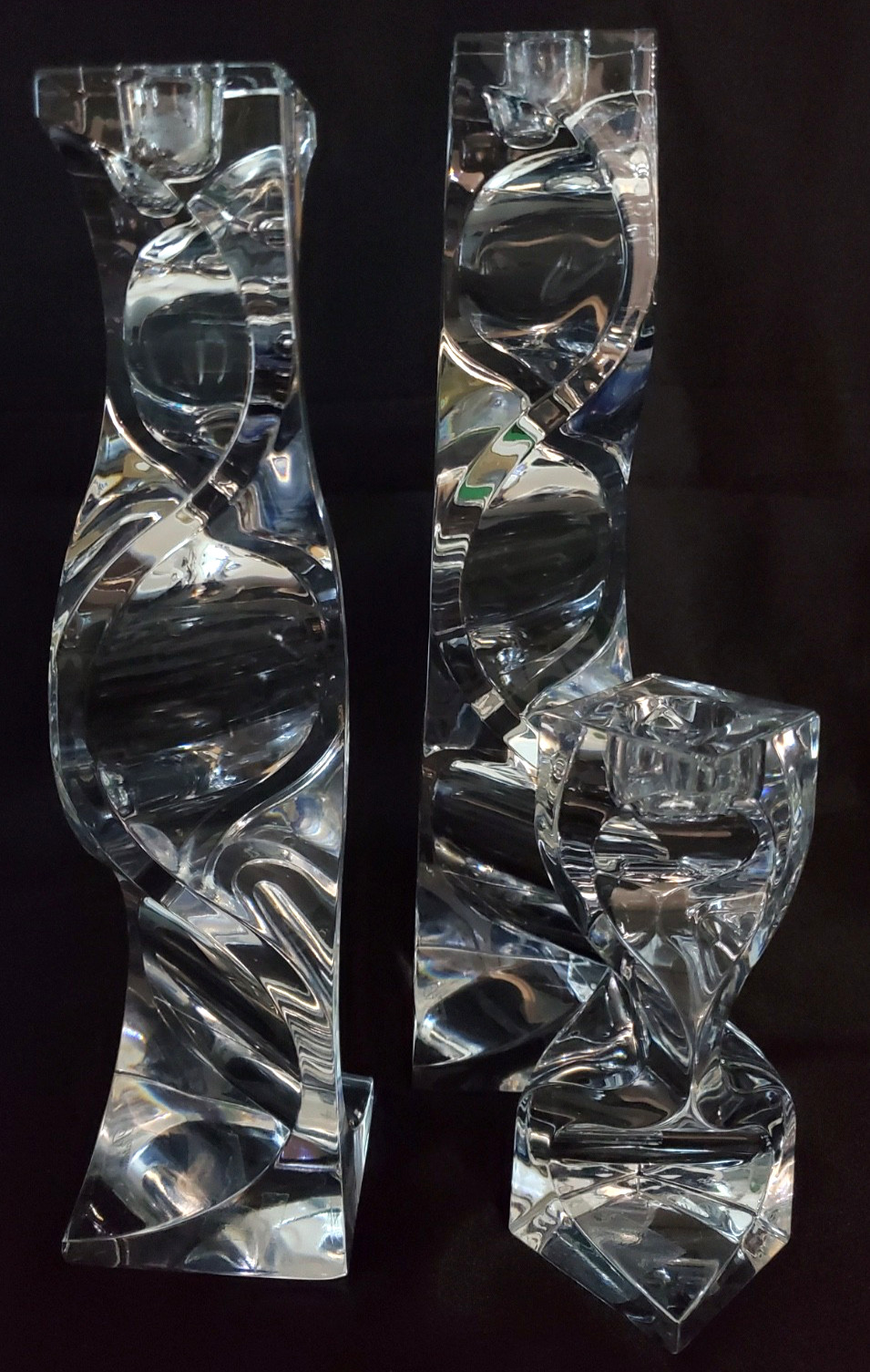 🔥 Mikasa Platinum Prism Crystal Candle Stick Holders 🇸🇮 Signed, Set Of 3 🔥 Mikasa Platinum Prism Crystal Candle Stick Holders 🇸🇮 Signed, Set Of 3