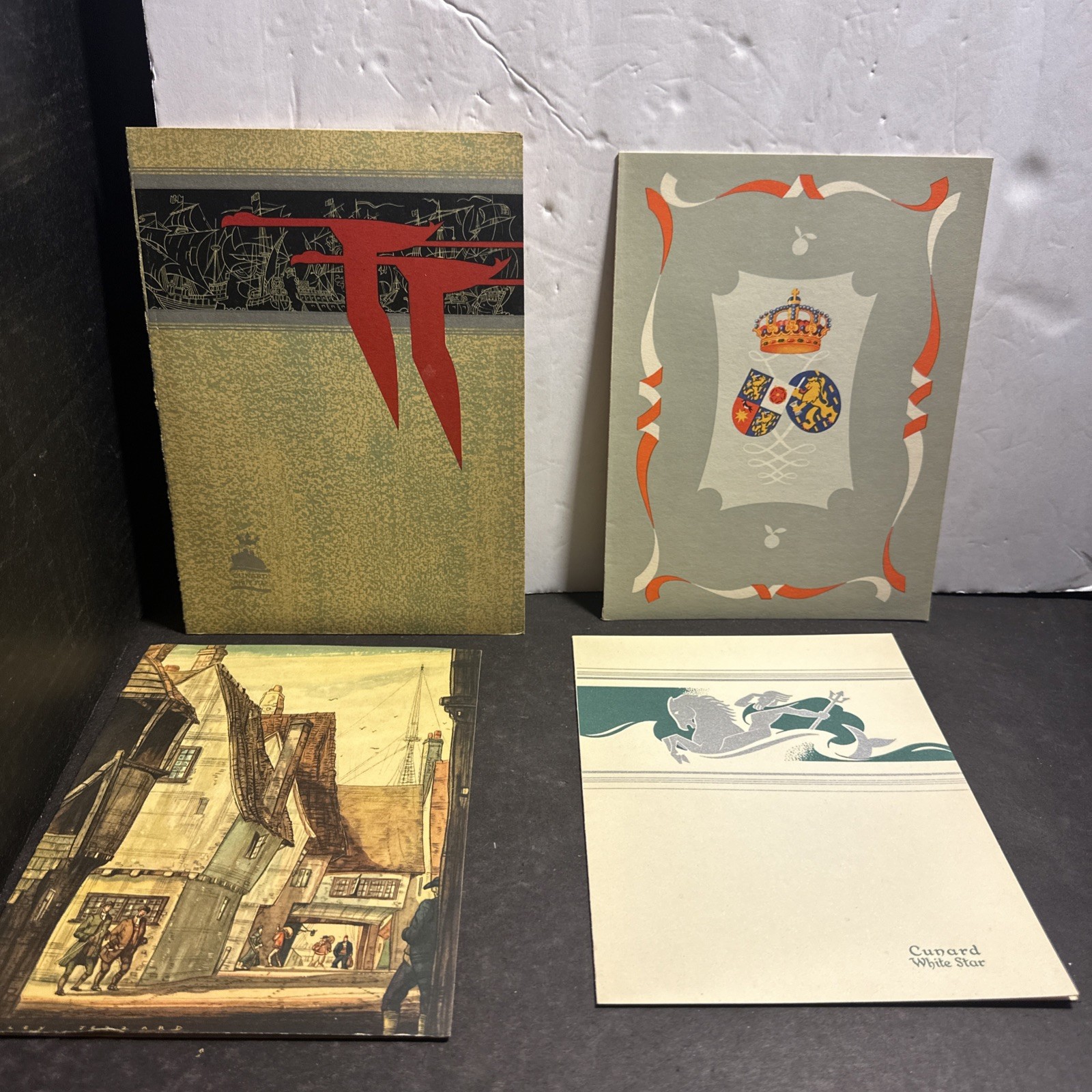 Lot of 4 Vintage 1950s Ocean Liner Menus Cunard White Star RMS Media