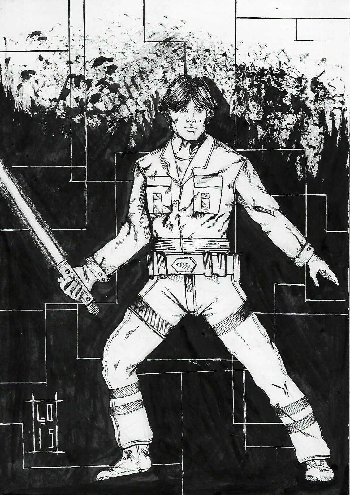 LUKE SKYWALKER STAR WARS 8x12 ORIGINAL COMIC ART DRAWING PINUP PAGE SKETCH DWJ