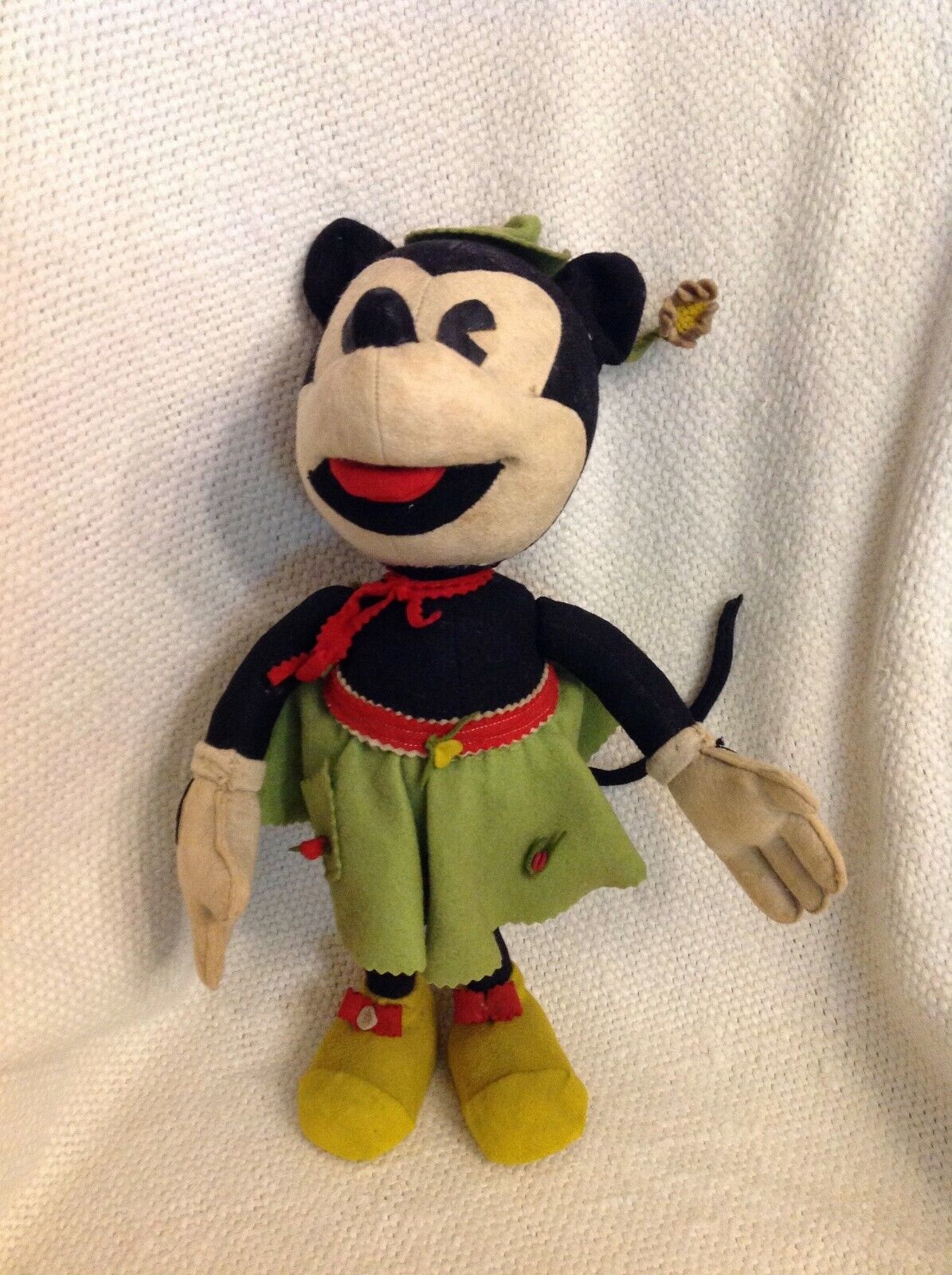 Scarce Vintage Walt Disney Italy Lenci Minnie Mouse Felt Cloth Doll L@@@K