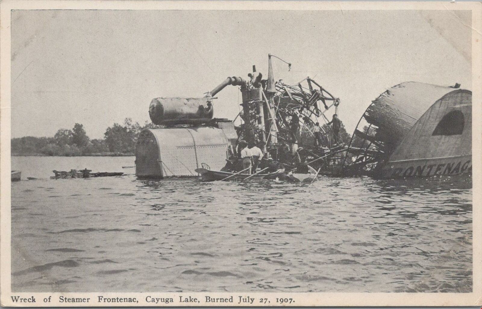 Postcard Ship Wreck of Steamer Frontenac Cayuga Lake Burned July 27 1907