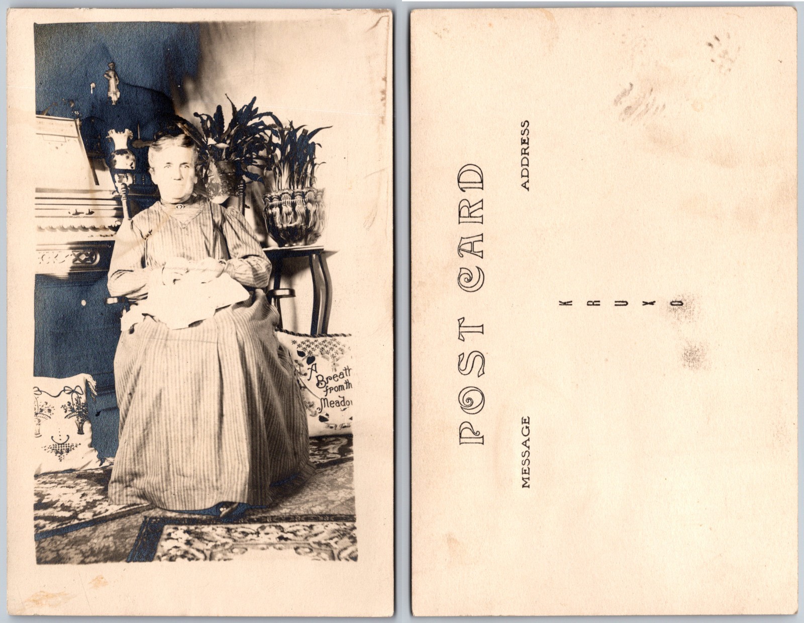 RPPC Seated Woman Studio Portrait Photo Postcard