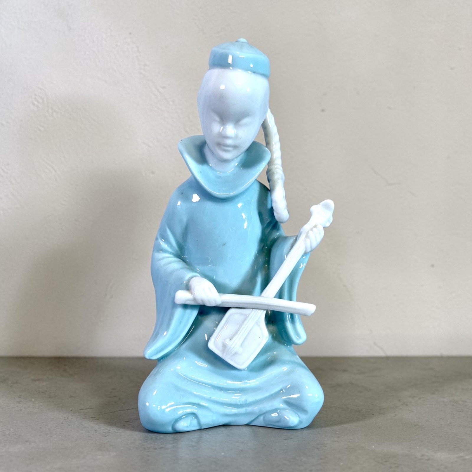 Vintage Lenwile Ardalt Japan Verithin Porcelain Asian Woman Musician Figurine 77