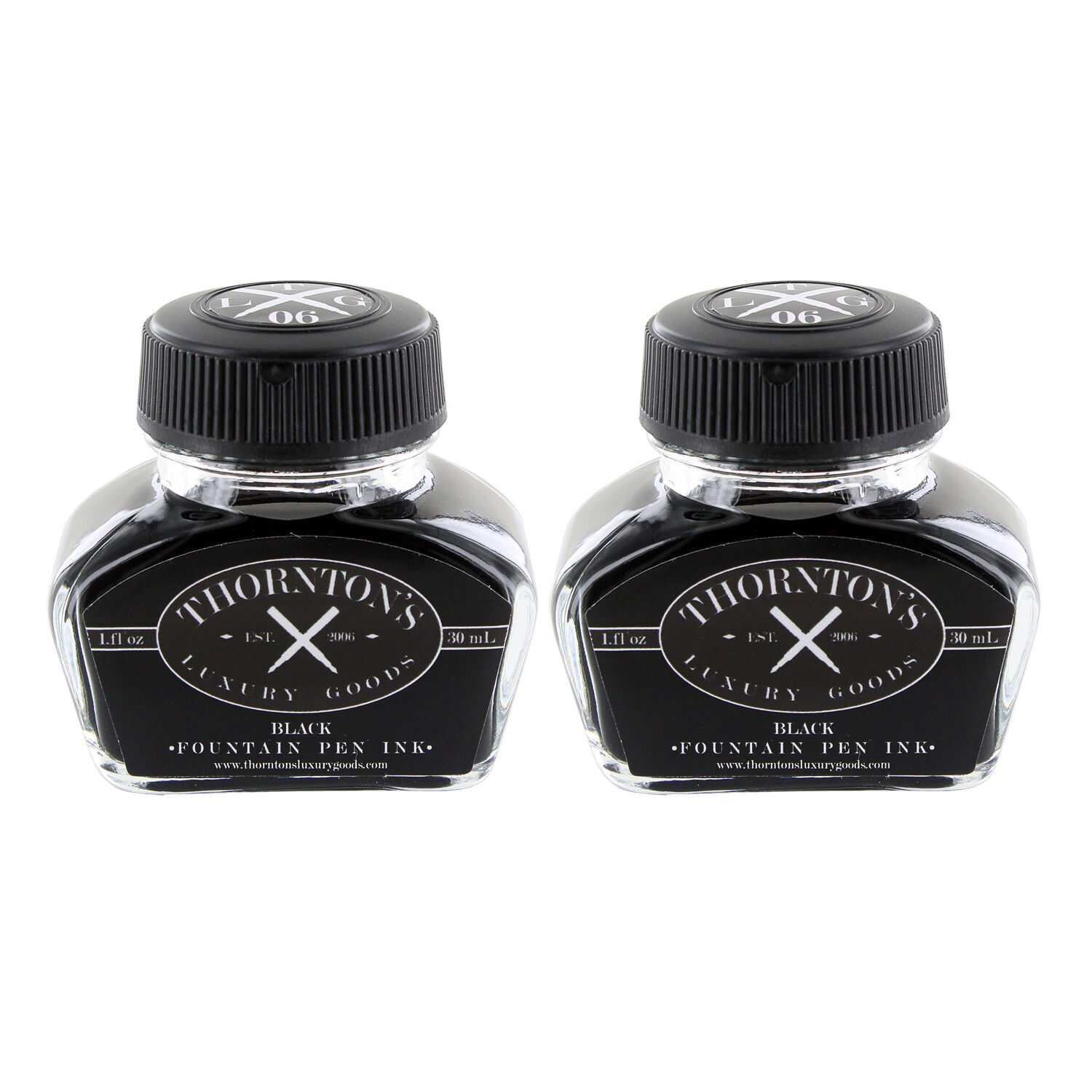 Thornton's Luxury Goods Fountain Pen Ink Bottle, 30ml - Black - Set of 2