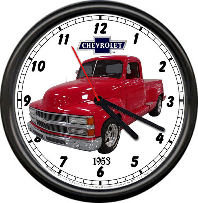 Licensed 1953 Red Chevy Pickup Truck Vintage Chevrolet General Motors Wall Clock