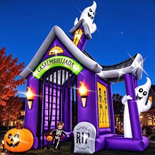 13FT Giant Halloween Inflatable Archway Haunted House Ghost Pumpkin Tunnel Decor