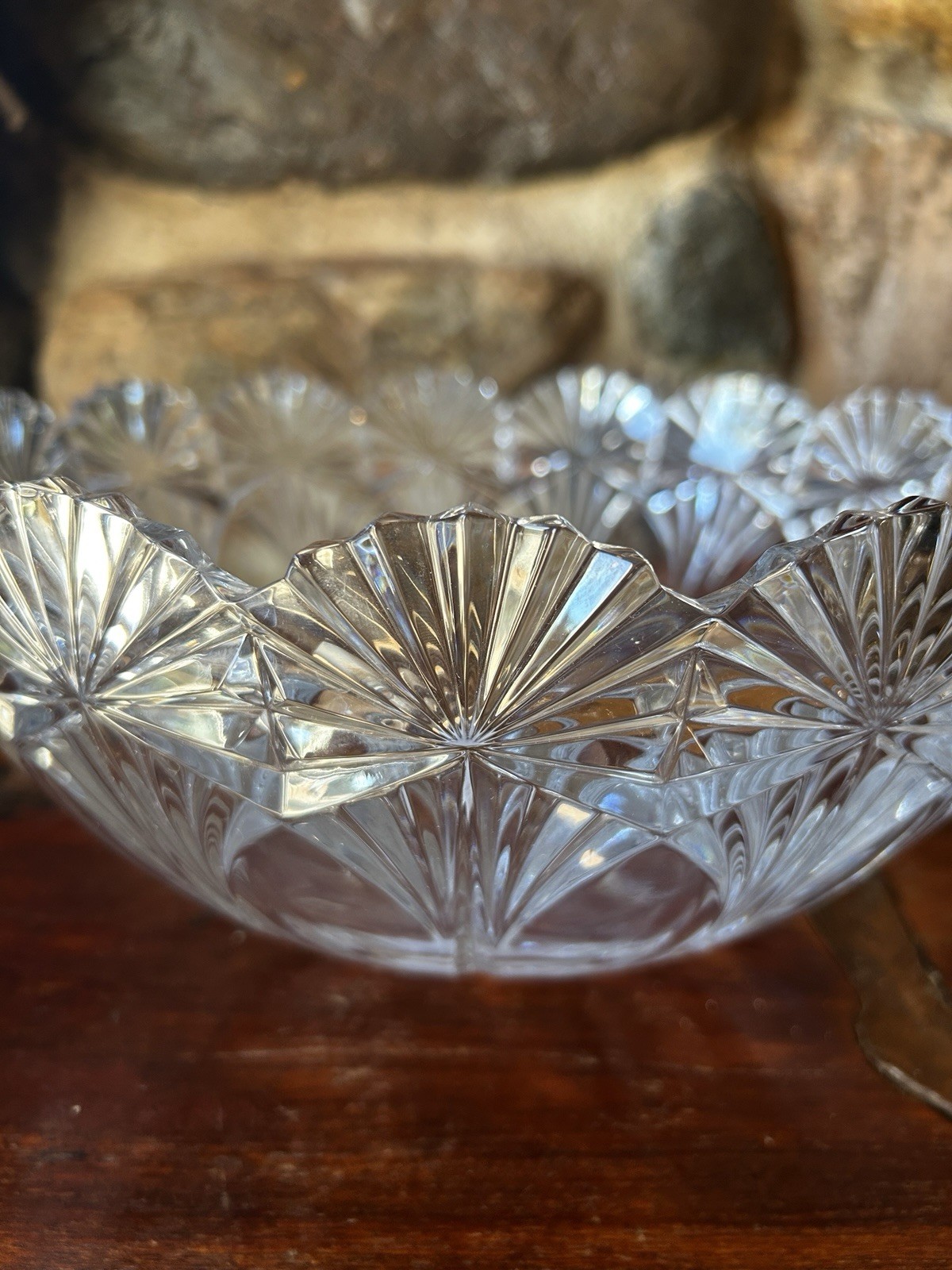 Mikasa Duchess Lead Crystal Centerpiece Bowl  Sawtooth Starburst Czech Luxury