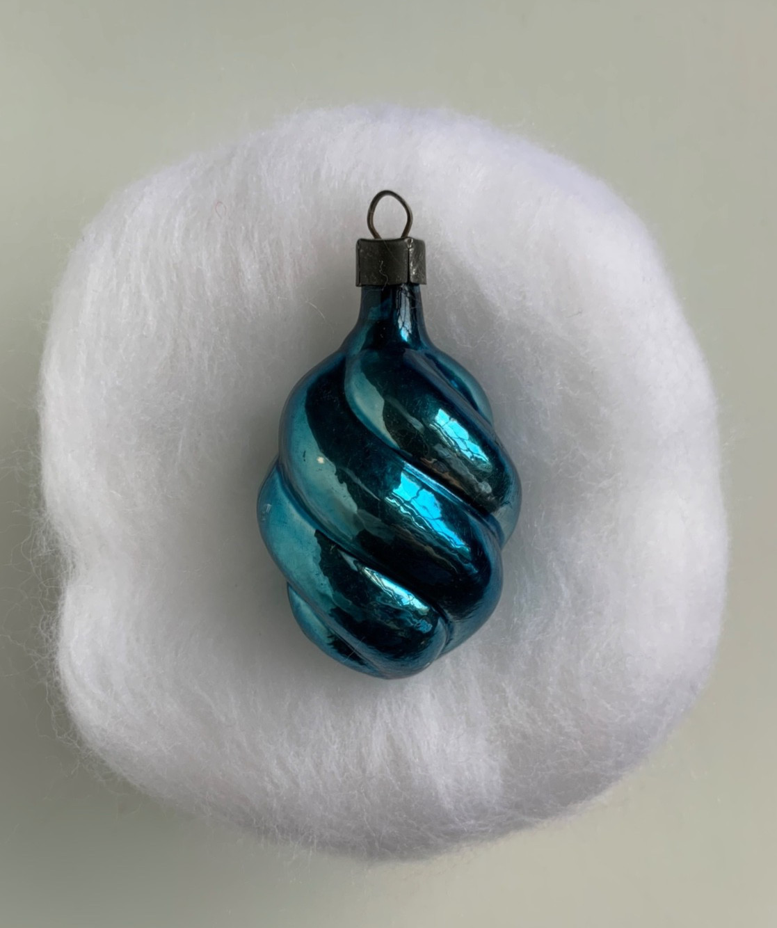 Vintage Pre WWII Premier Twist Xmas Ornament Peacock Blue