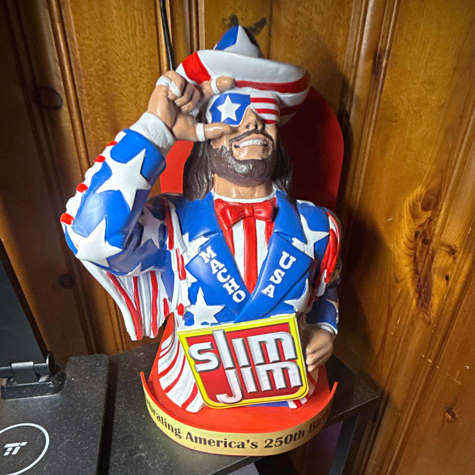 Slim Jim Macho Man Randy Savage Patriotic Stars Figurine Red White Blue