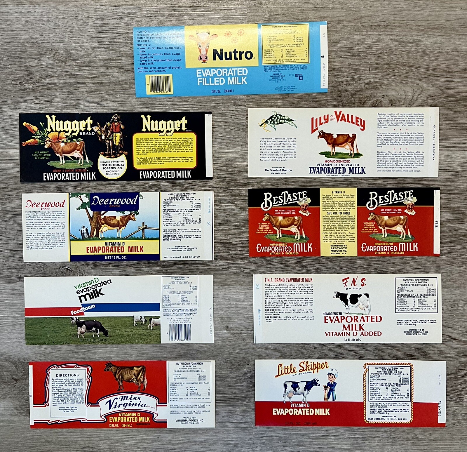 9 Vintage Evaporated Milk Labels