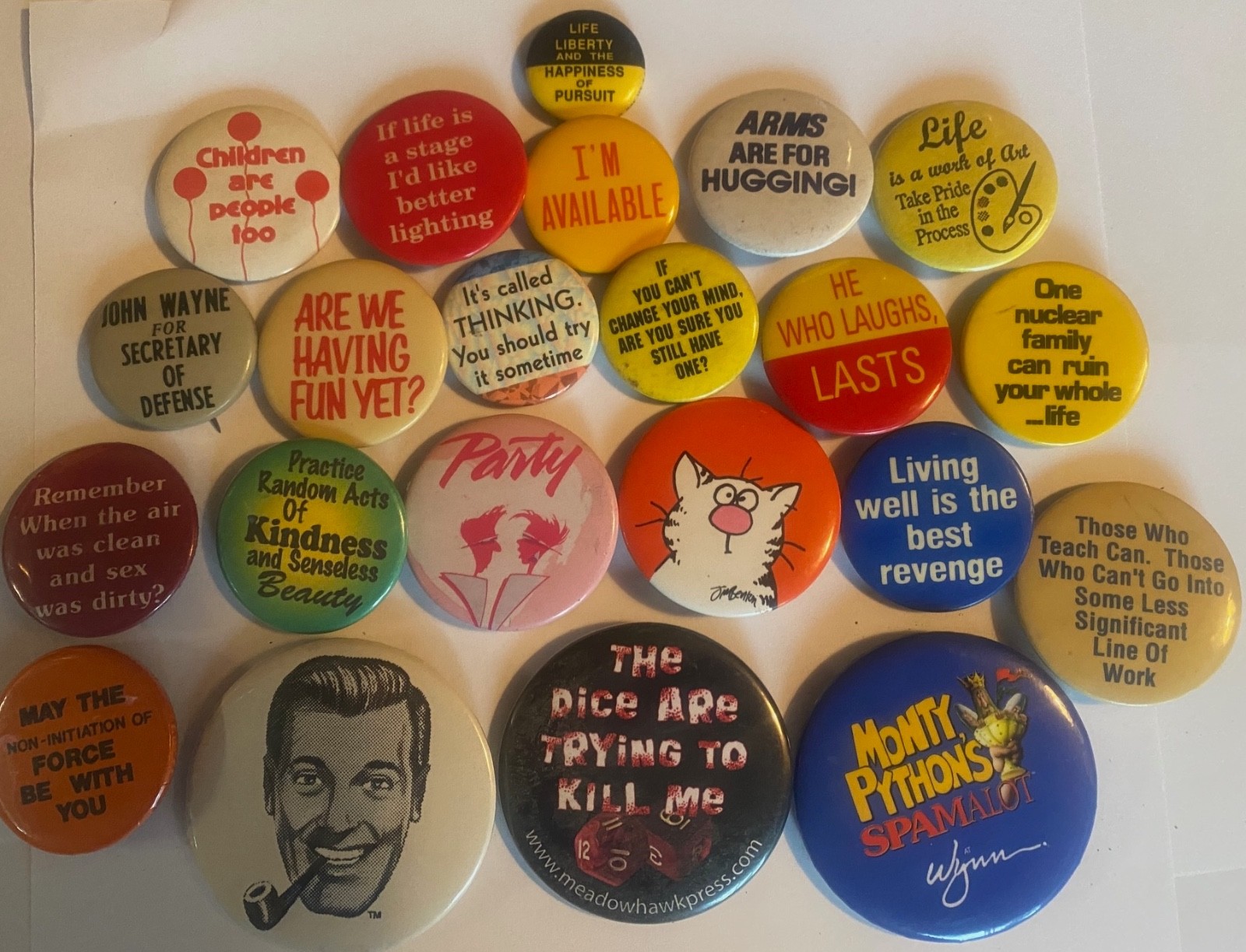 22 vintage humor fun buttons Party Living Well is the Best Revenge 