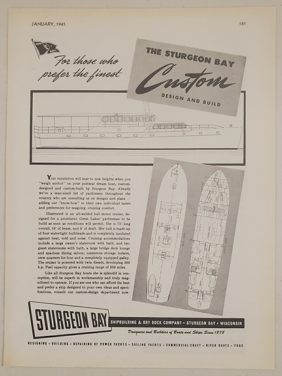 1945 Print Ad Sturgeon Bay Shipbuilding Custom Design & Boat Build Wisconsin 1945 Print Ad Sturgeon Bay Shipbuilding Custom Design & Boat Build Wisconsin