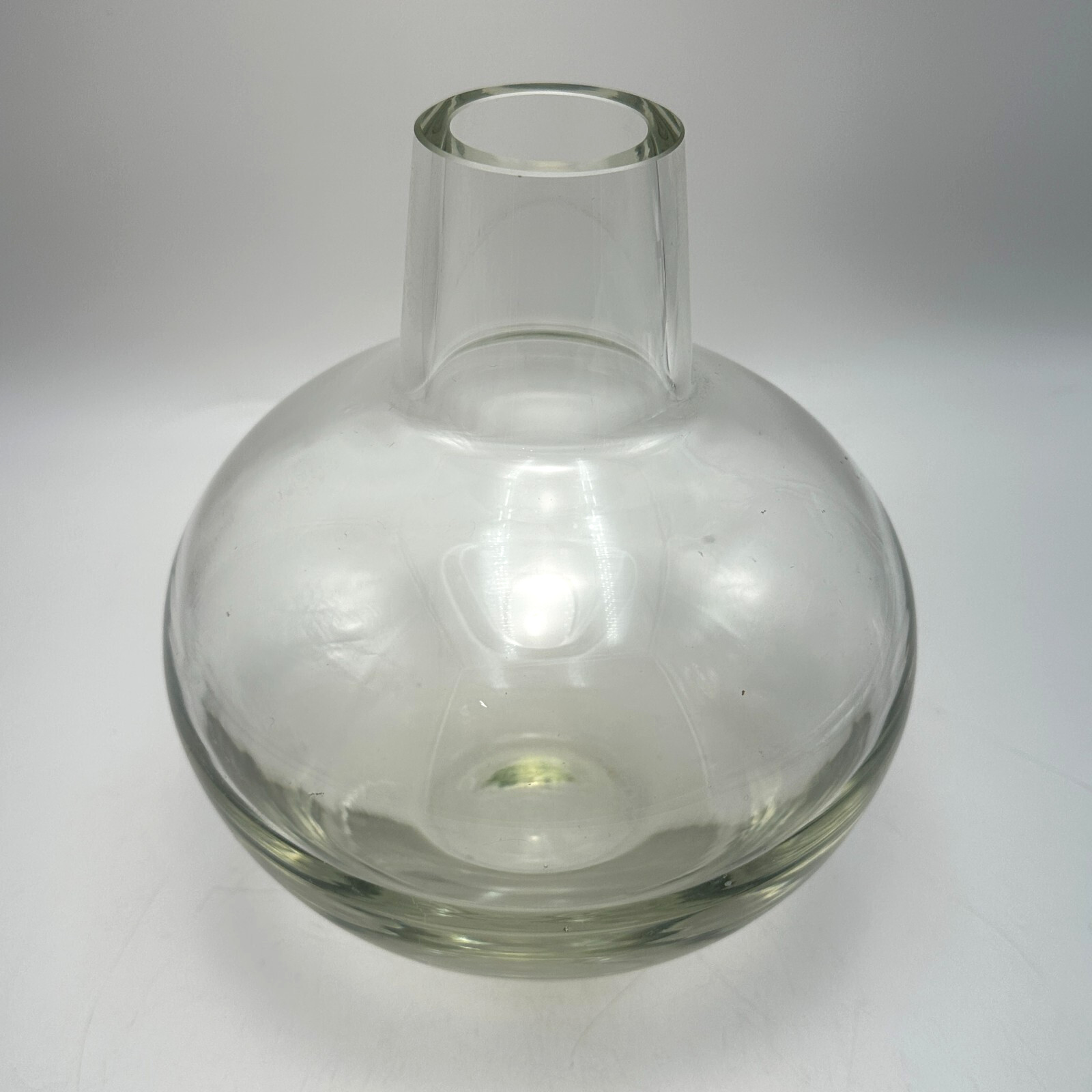 Vintage MCM Clear Glass Vase Decanter Hand Crafted Bubble Art Kitchen Decor