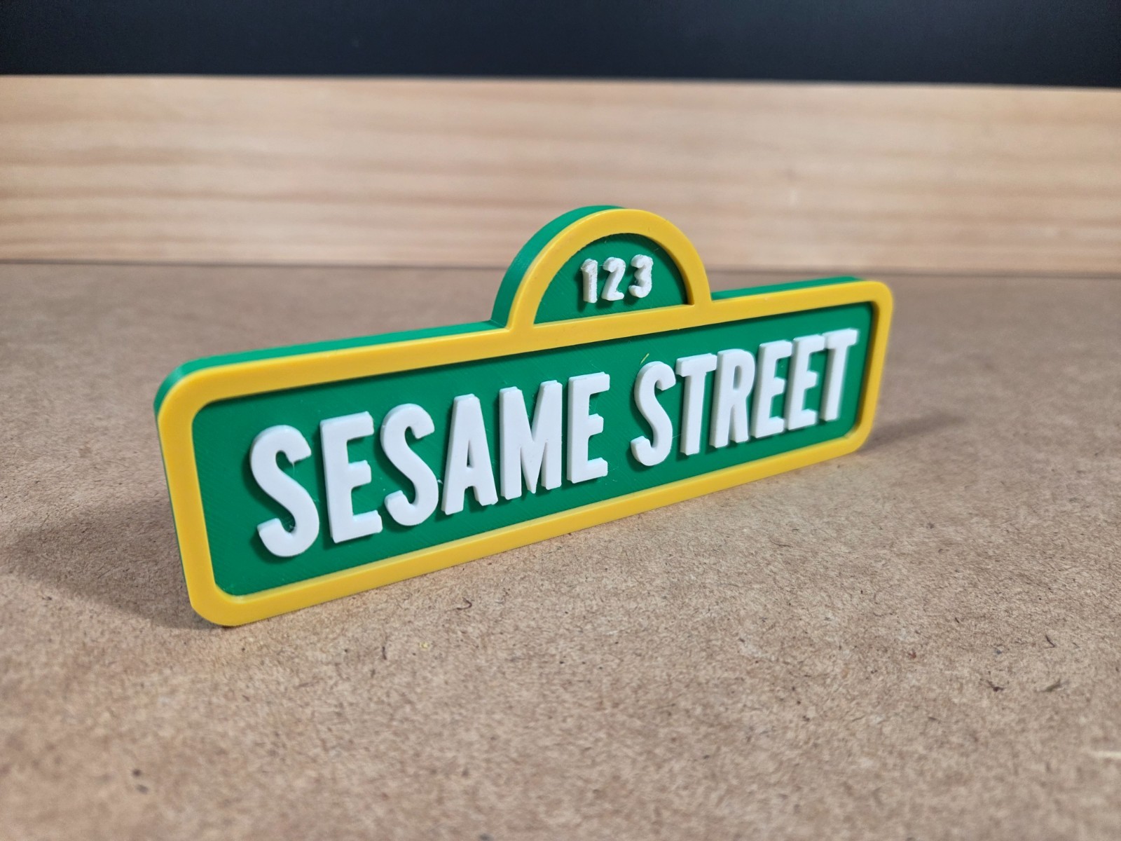 Sesame Street Style Freestanding Sign - 3D Print Desk Accessory Party Decoration
