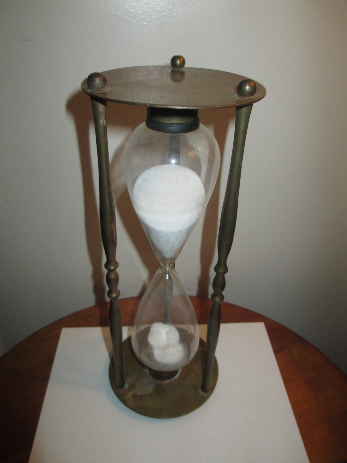 Vtg Mid Century Modern Brass Hourglass White Sand Functional 30 min Timer 10.5\