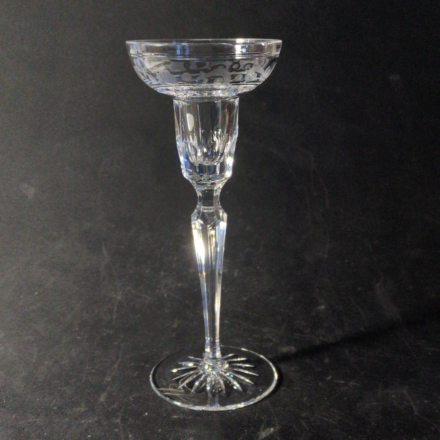 WEDGWOOD MONARCH CANDLE HOLDER, Cut & Etched Lead Crystal, 7 7/8\