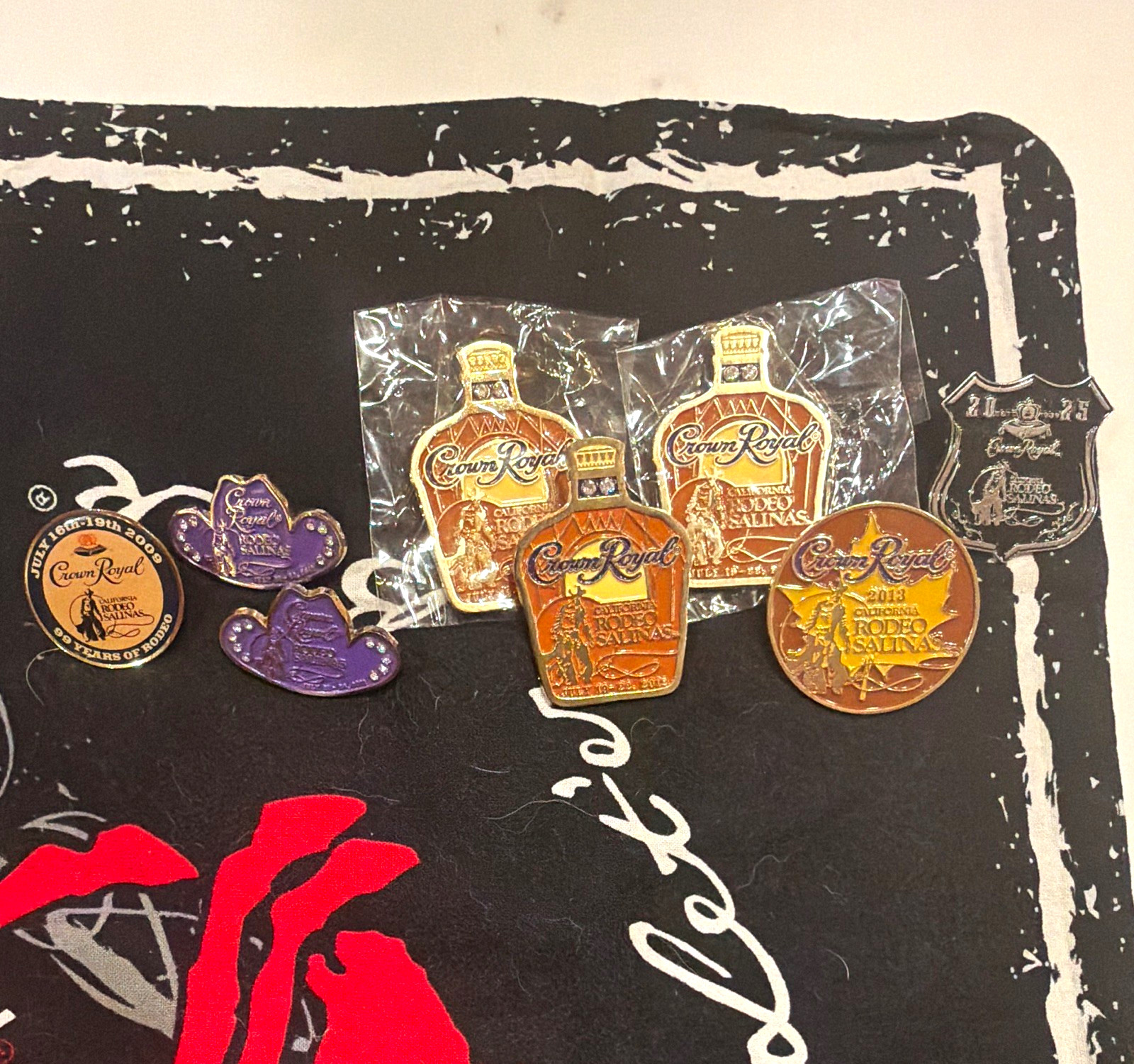 Crown Royal California Rodeo Salinas Pin Lot 2009, 2011-2013, 2025 8 pins total Crown Royal California Rodeo Salinas Pin Lot 2009, 2011-2013, 2025 8 pins total