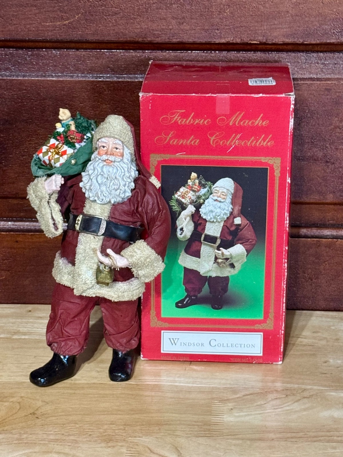 1990s Windsor Collection Fabric Mache Santa Figurine