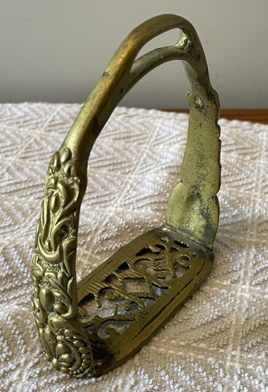 1 Brass? Embossed VINTAGE  STIRRUP Nicely detailed Very Good Condition