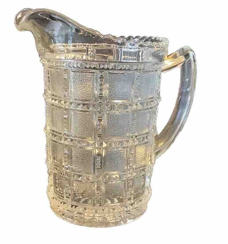 Rare Imperial Beaded Block Pattern Depression Glass 6” Pitcher