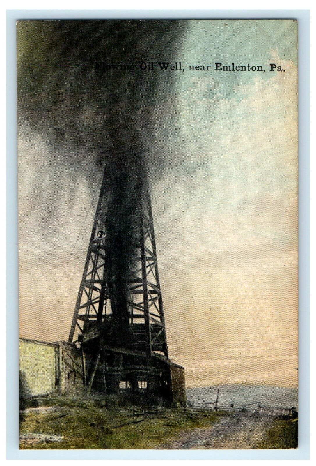 c1916 Flowing Oil Well Near Emlenton, Pennsylvania PA Antique Postcard