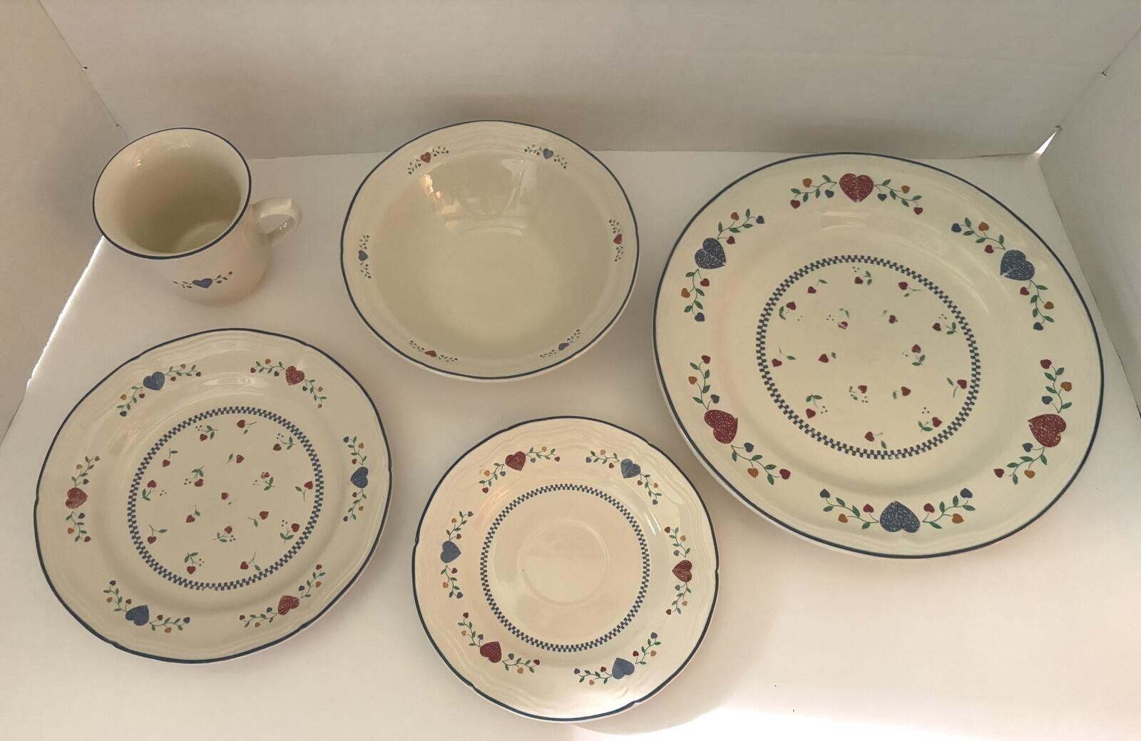 Vintage Newcor 1989 Legacy Hearts Stoneware - Individual Dishes or Lot Sale